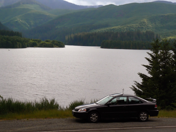 you wouldn't know it from the picture, but the water is actually several hundred feet below the road. (if not more)