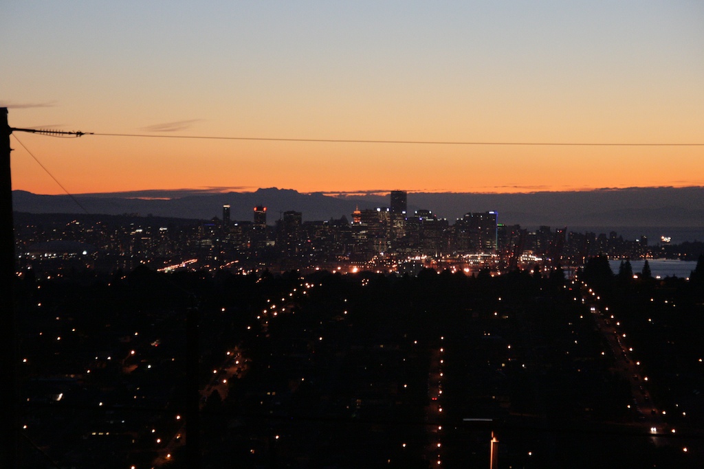 View from down my street looking towards downtown Vancouver.