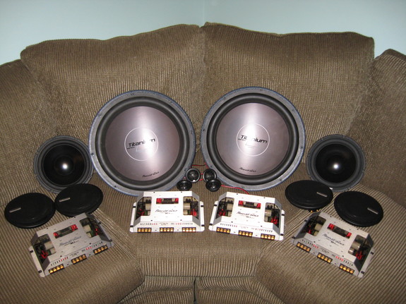 The speakers....2 PG Ti 15D, 4 set of PG Ti 5m and 1 set of Ti 9m.