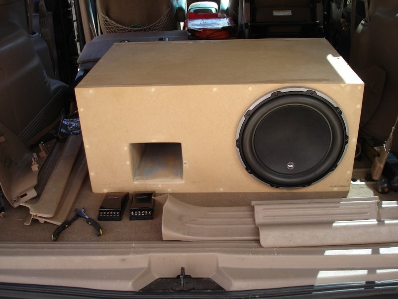 this box is 3.8 cut ft/ tuned to about 35 Hz...<br />i'm building a new enclosure for this install soon. (a MLTL)