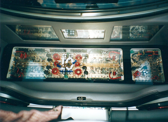 Looking down on the trunk in all it's gold glory.  MS1000ta on the left, while the MS275 is on the right on the floor.