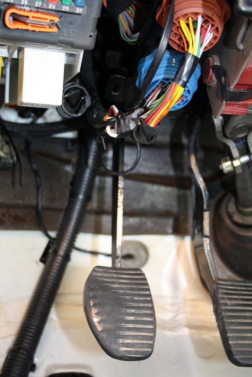 PVC shielded cable coming from engine section