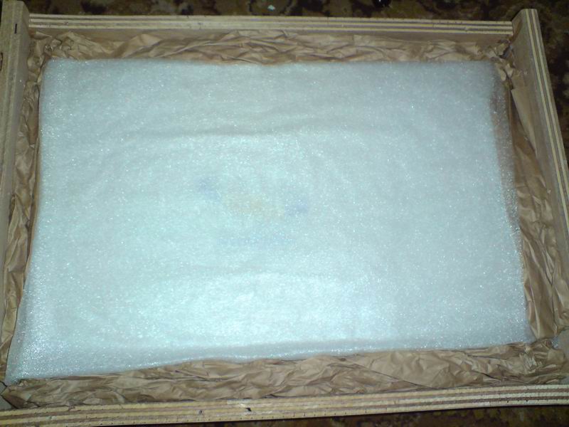 Amp in its nest inside the crate))