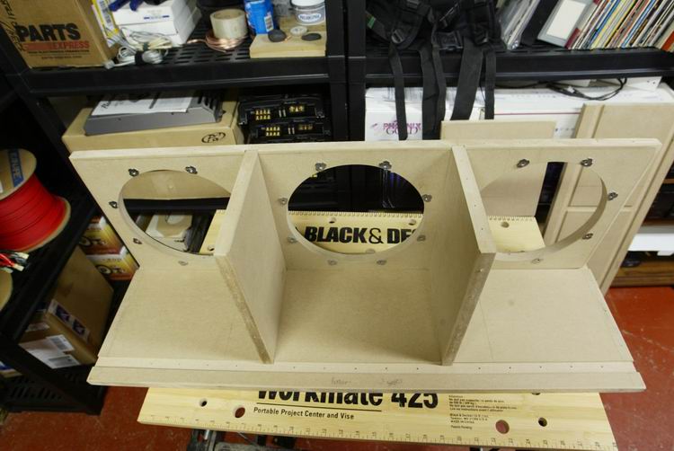 A pre-assembly view without the rear, top or end panels. Should have dadoed the ends with just a small lip of 1/2&amp;quot; vice the 1&amp;quot; I used on the front and back.